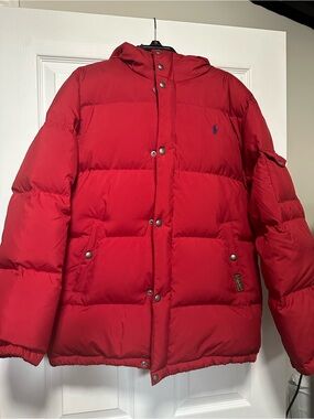 Polo by Ralph Lauren Bright Red Kids Puffer Coat with Hood